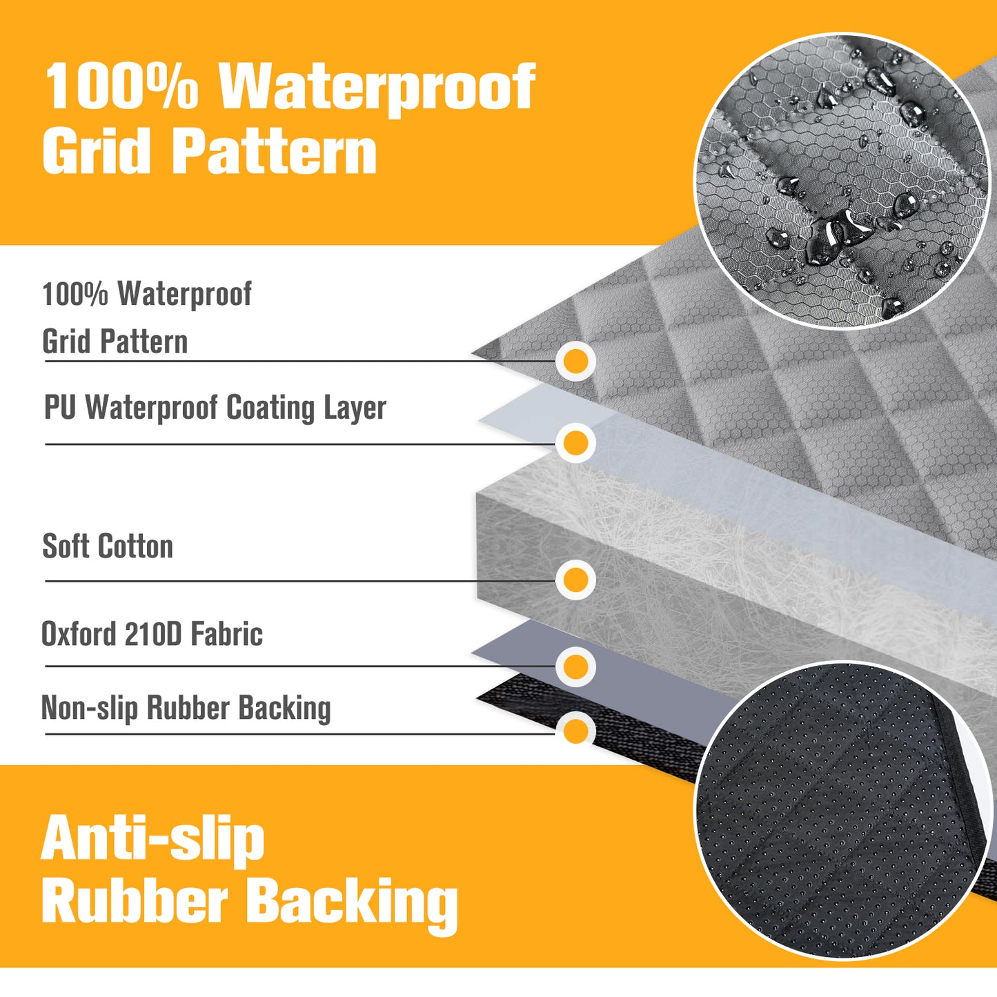 Cargo Liner Standard™ - Waterproof Pet Trunk Mat with 1 Storage Pocket, Black/Brown/Gray