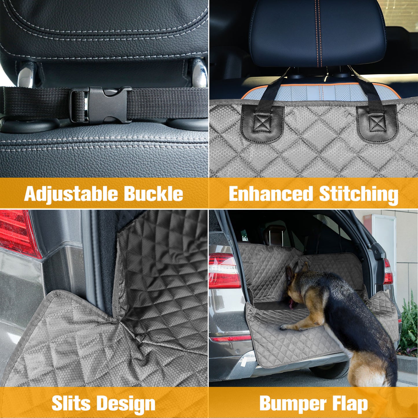 Cargo Liner Standard™ - Waterproof Pet Trunk Mat with 1 Storage Pocket, Black/Brown/Gray