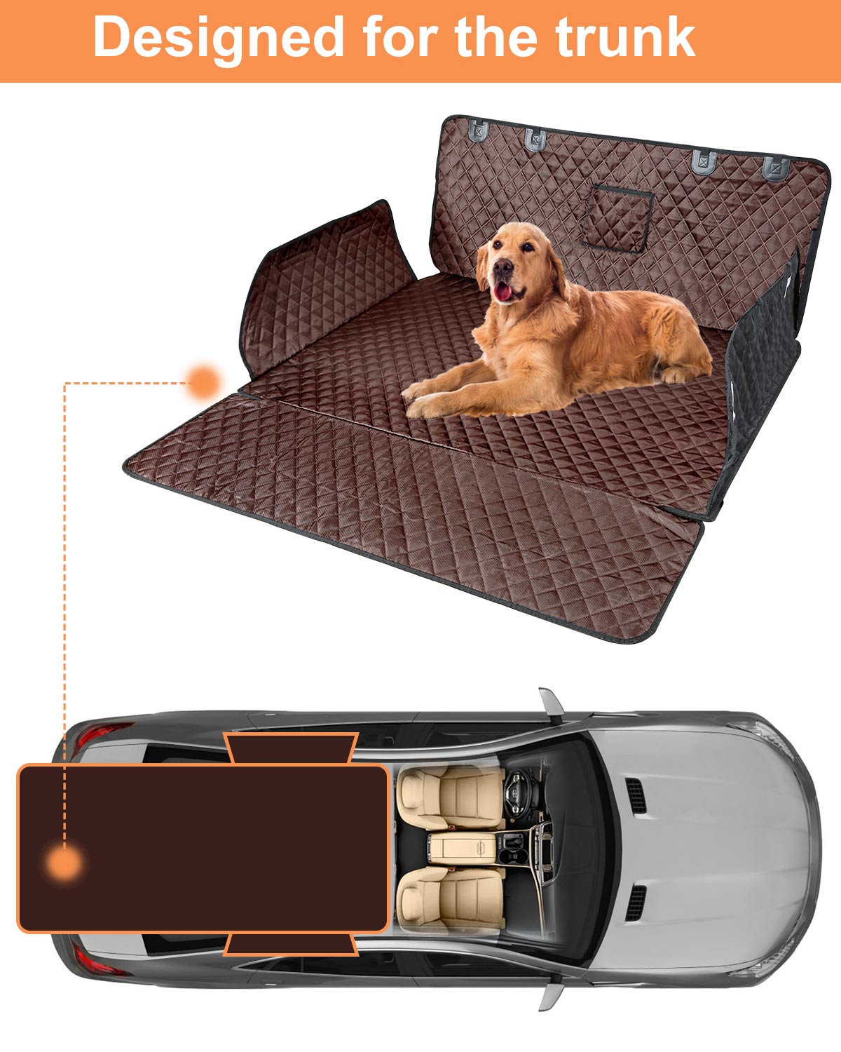 Cargo Liner Standard™ - Waterproof Pet Trunk Mat with 1 Storage Pocket, Black/Brown/Gray