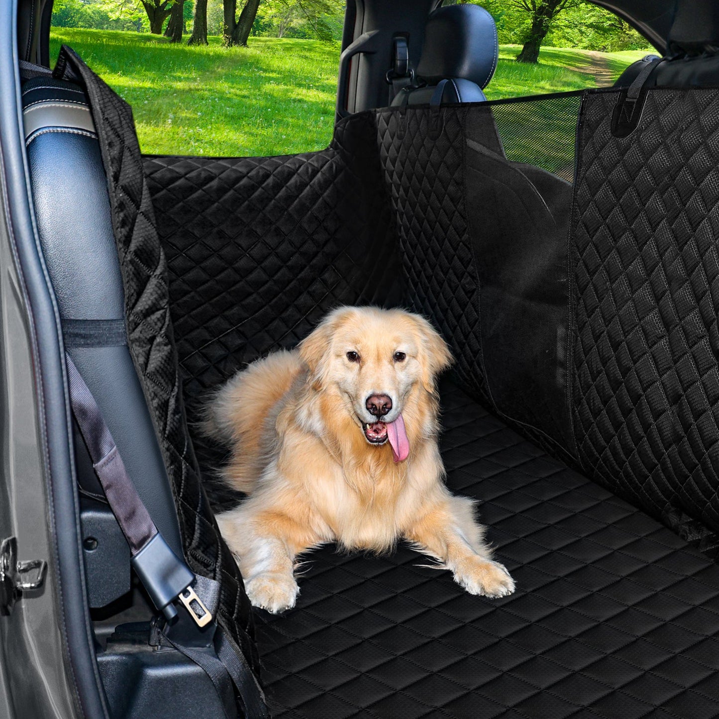 Waterproof dog seat covers for trucks with universal fit and fold up seat protection