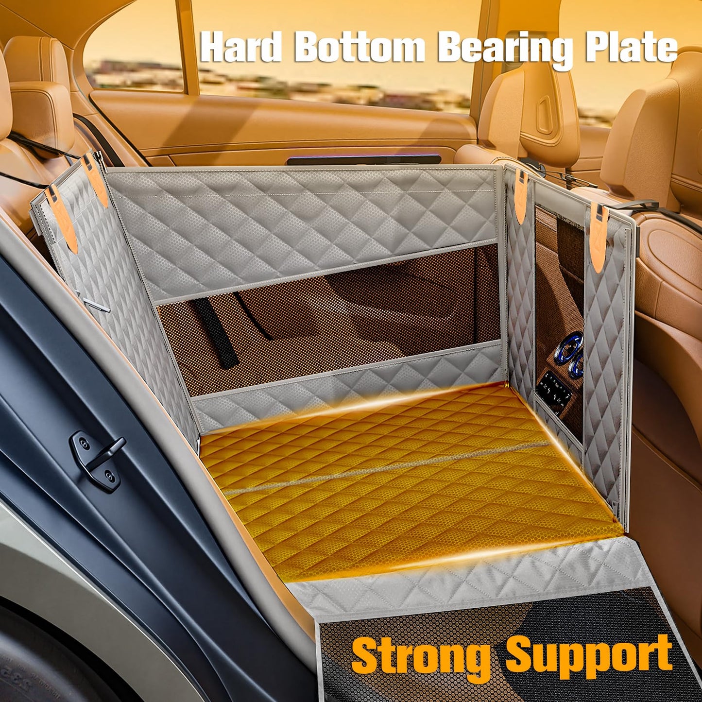 The VistaBed™ - Dog Car Seat with 3 Mesh Windows & Hard Bottom