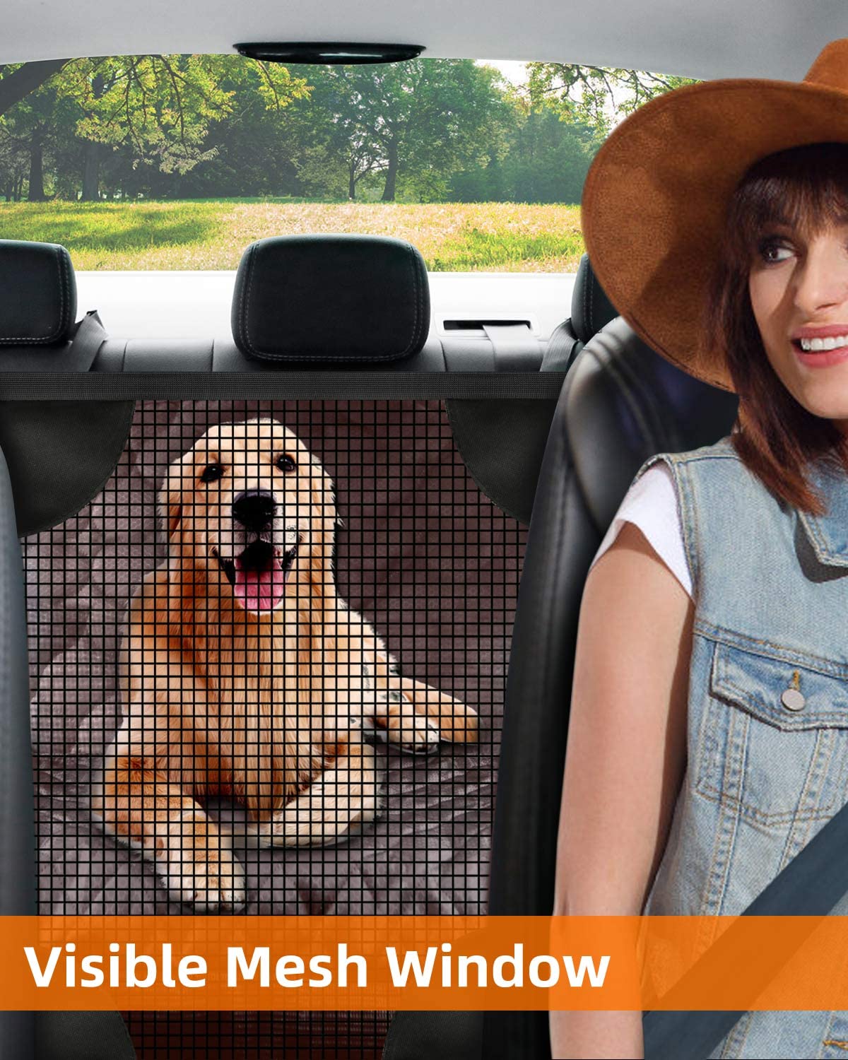 The BackSeat Hammock™ - Waterproof Dog Car Seat Cover with Mesh Window