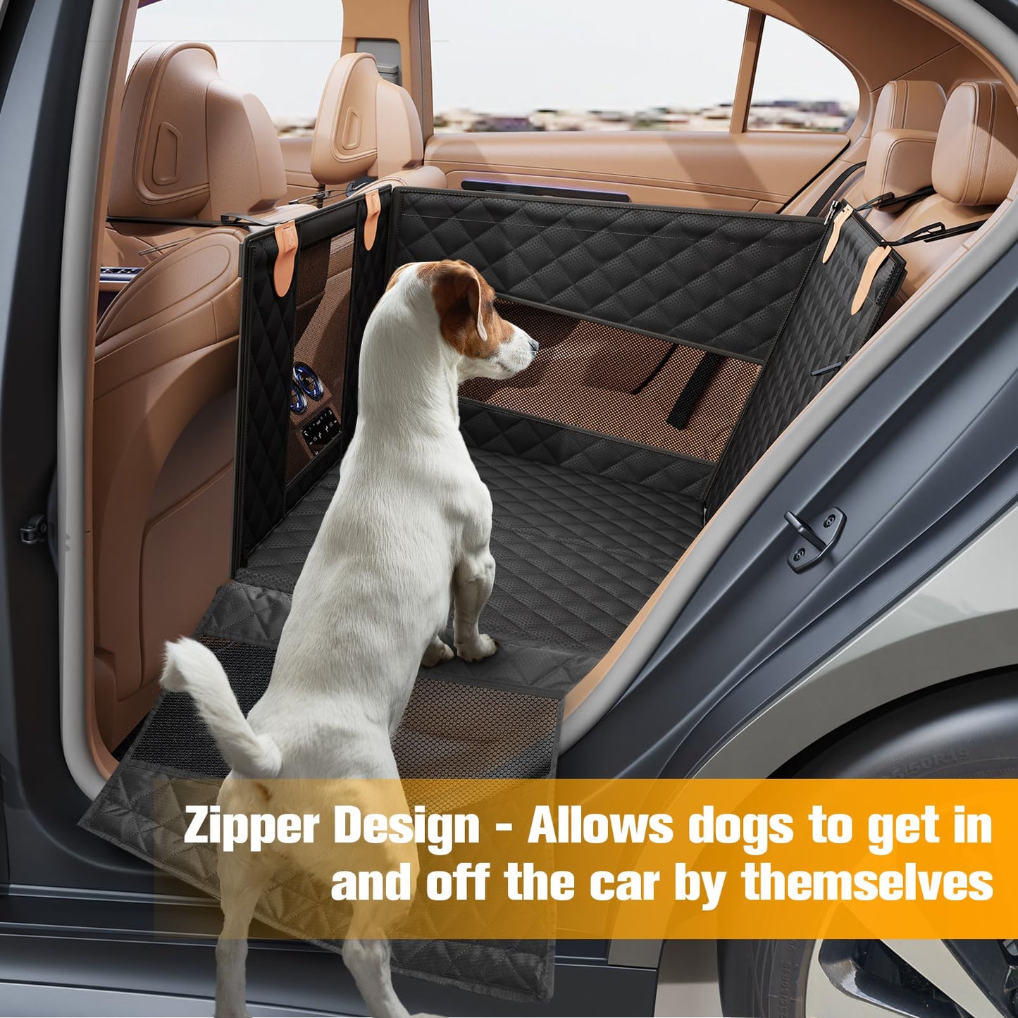The VistaBed™ - Dog Car Seat with 3 Mesh Windows & Hard Bottom