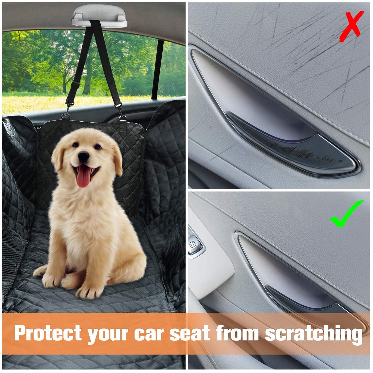 The BackSeat Hammock™ - Waterproof Dog Car Seat Cover with Mesh Window