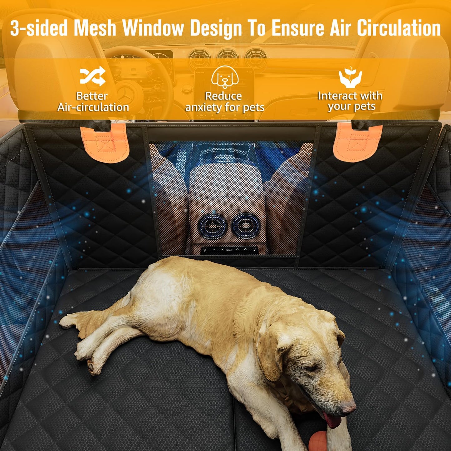 The VistaBed™ - Dog Car Seat with 3 Mesh Windows & Hard Bottom