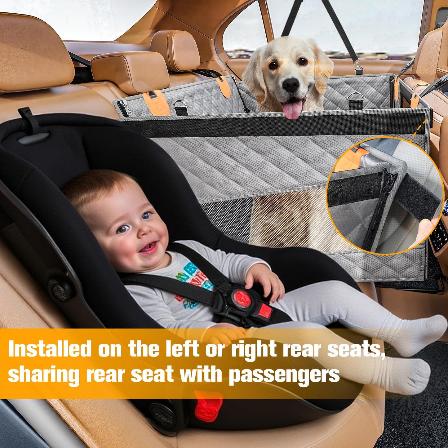 The VistaBed™ - Dog Car Seat with 3 Mesh Windows & Hard Bottom