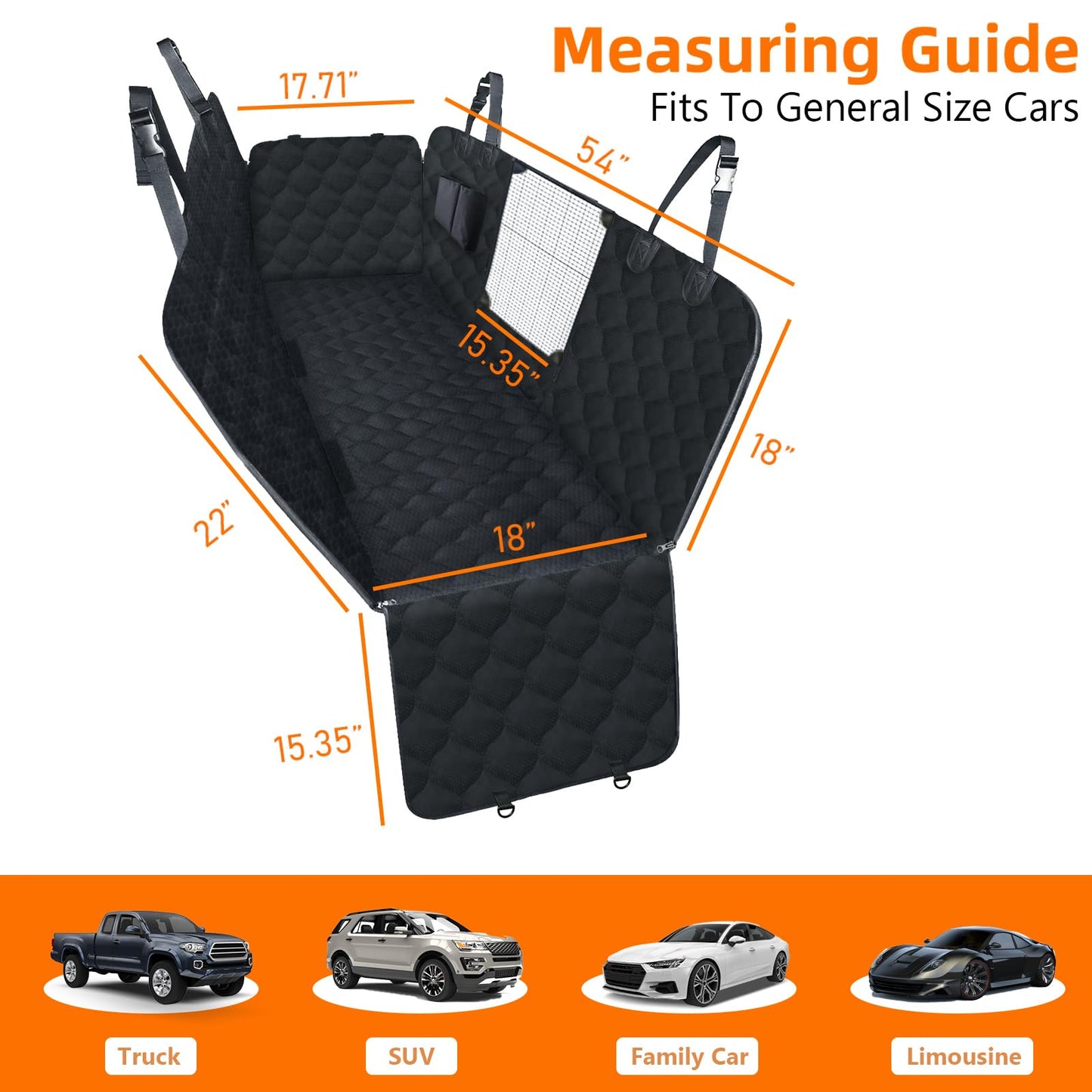 The BackSeat Hammock™ - Waterproof Dog Car Seat Cover with Mesh Window