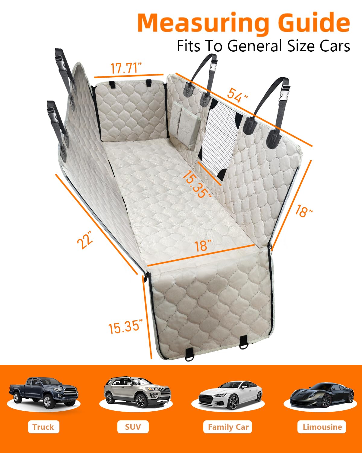 The BackSeat Hammock™ - Waterproof Dog Car Seat Cover with Mesh Window