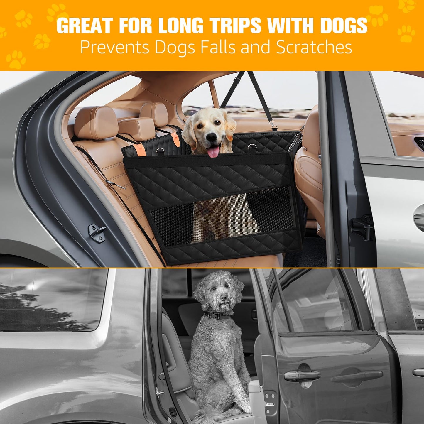 The VistaBed™ - Dog Car Seat with 3 Mesh Windows & Hard Bottom