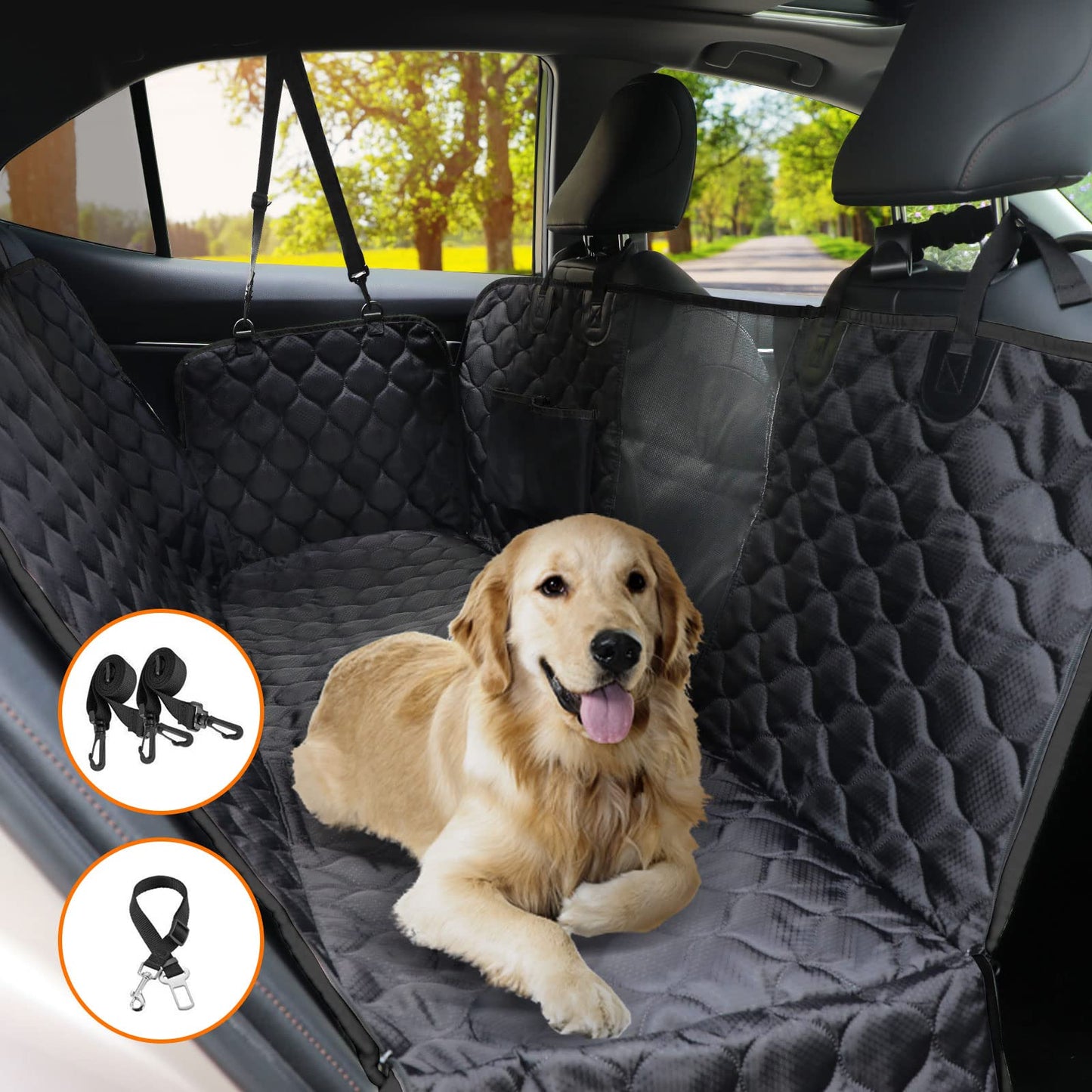 The BackSeat Hammock™ - Waterproof Dog Car Seat Cover with Mesh Window