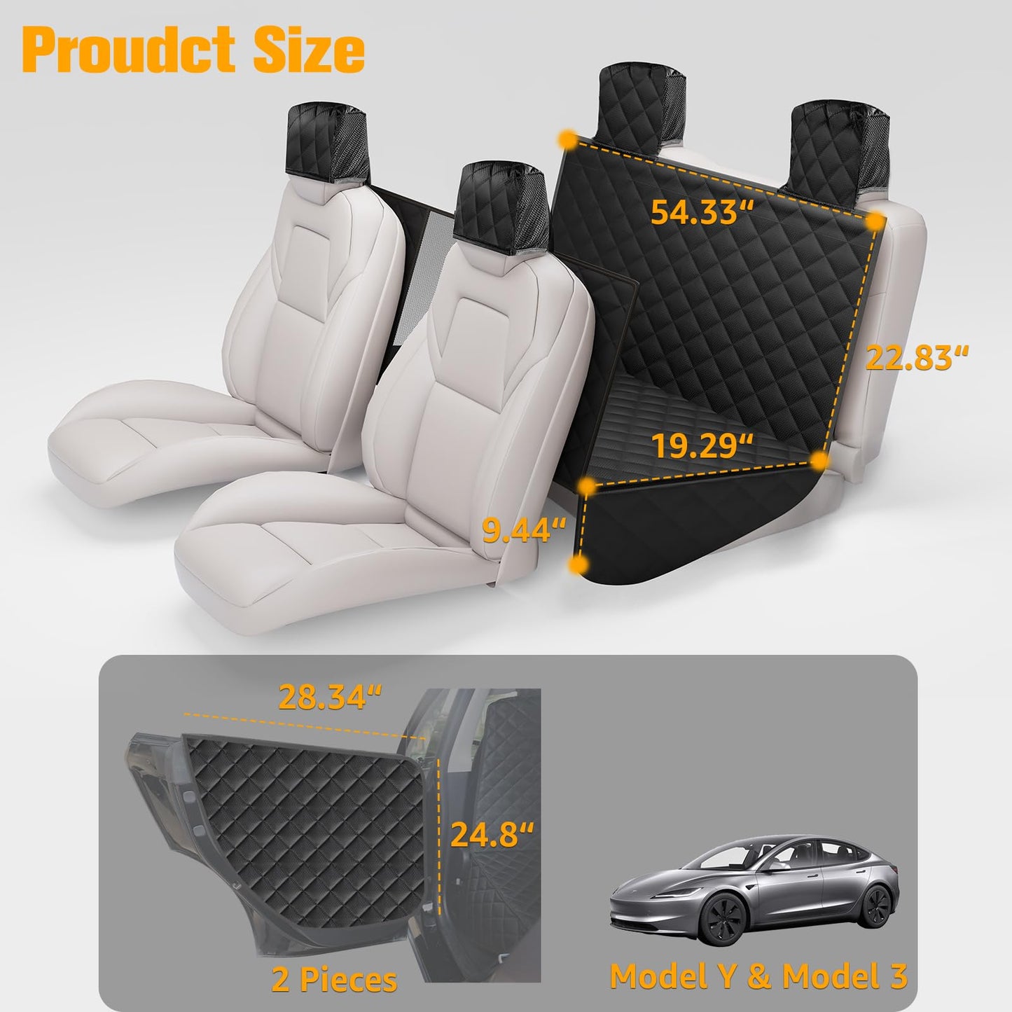 Tesla Model 3/Y Protection Set - Dog Hammock with Door Protectors