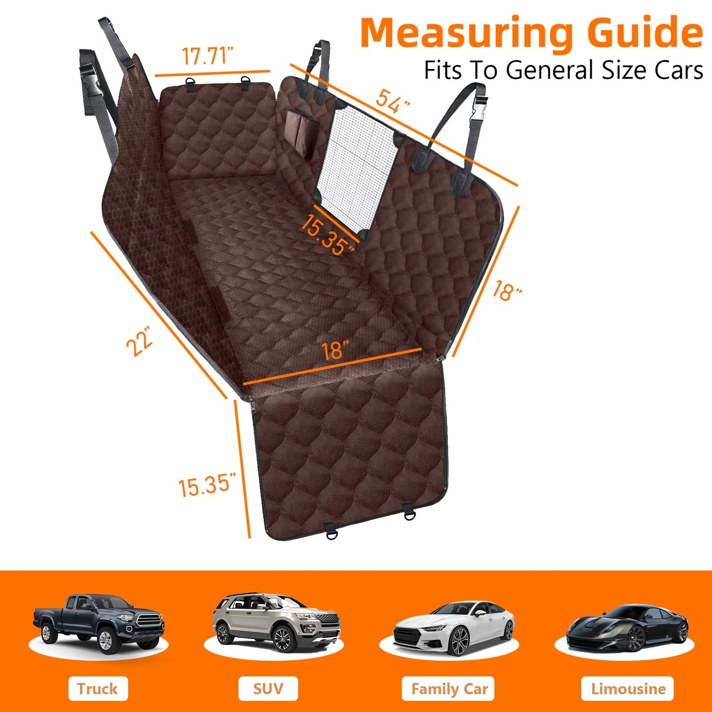 The BackSeat Hammock™ - Waterproof Dog Car Seat Cover with Mesh Window