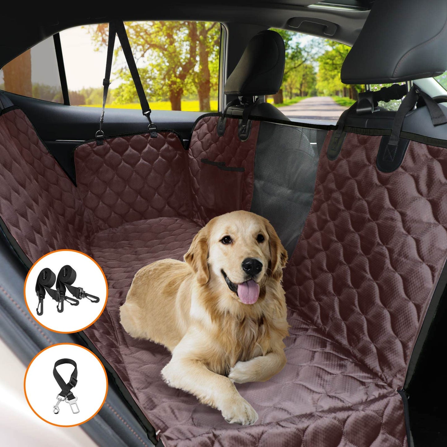 The BackSeat Hammock™ - Waterproof Dog Car Seat Cover with Mesh Window
