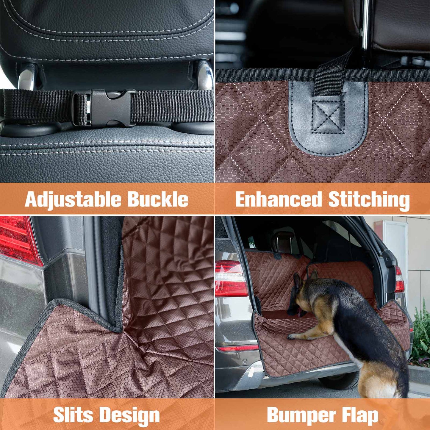 Cargo Liner Standard™ - Waterproof Pet Trunk Mat with 1 Storage Pocket, Black/Brown/Gray PT4007