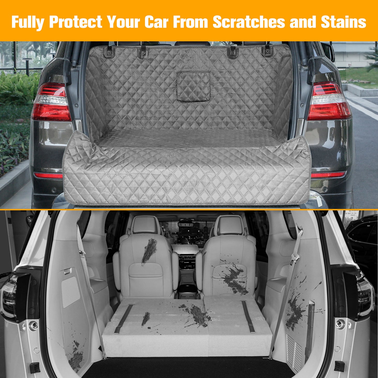 Cargo Liner Standard™ - Waterproof Pet Trunk Mat with 1 Storage Pocket, Black/Brown/Gray PT4007