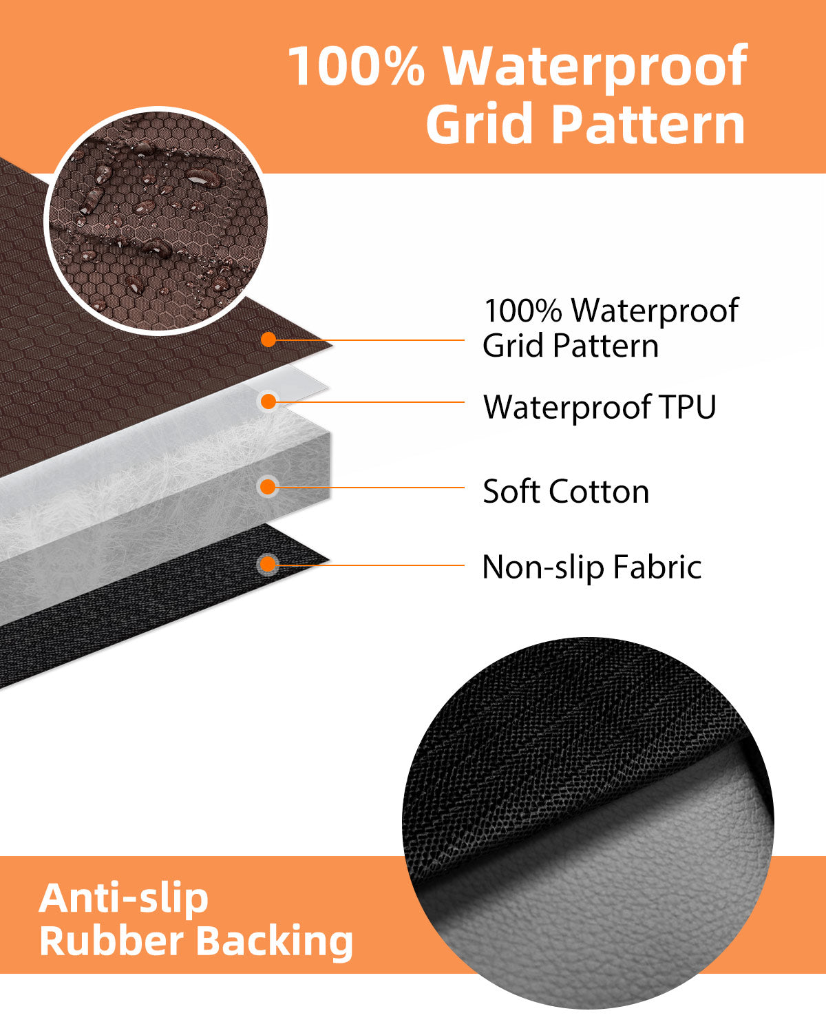 Cargo Liner Standard™ - Waterproof Pet Trunk Mat with 1 Storage Pocket, Black/Brown/Gray PT4007