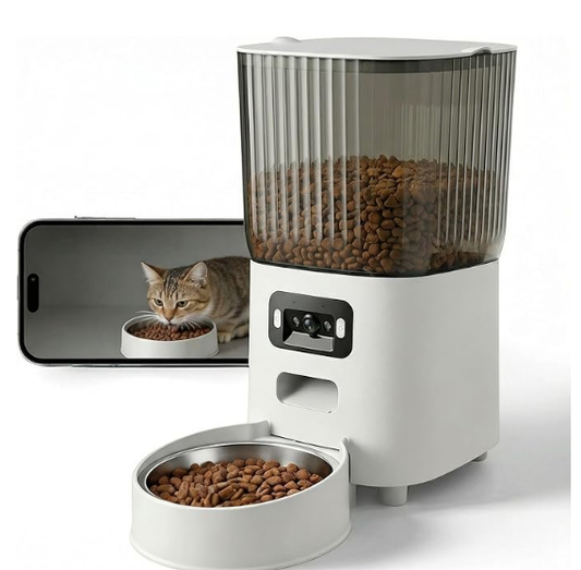 PETICON Automatic Cat Feeder with Wide-Angle Camera, 5L Smart Dog Food Dispenser, App Control