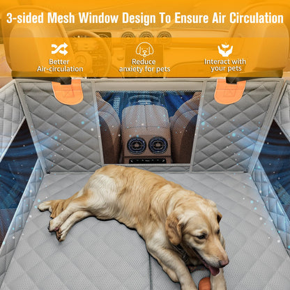 The VistaBed™ - Dog Car Seat with 3 Mesh Windows & Hard Bottom