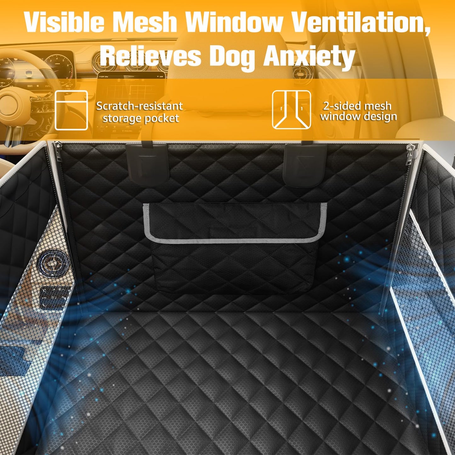 The UniComfort™ - Dog Car Seat with Seamless Base & 2 Mesh Windows